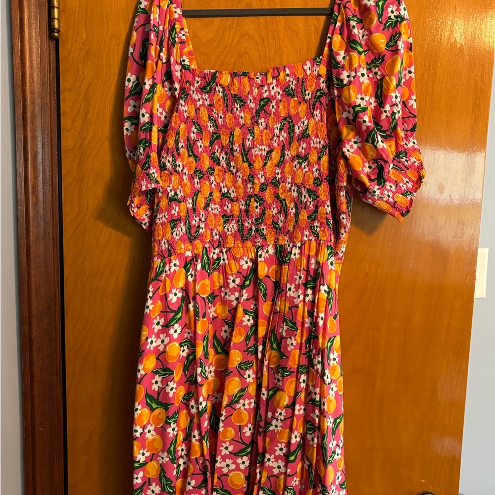 Draper James Pink and Yellow Patterned Dress